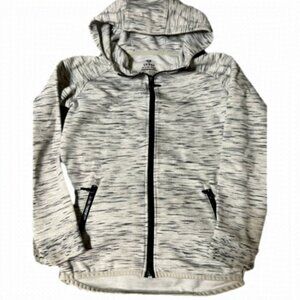 urban Active Kids White-Black Hooded Athletic Jacket, Youth Boys Medium 10-12